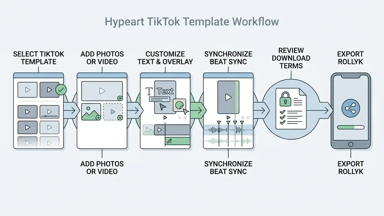 Step-by-step diagram showing the process of selecting, editing, syncing, and exporting video content