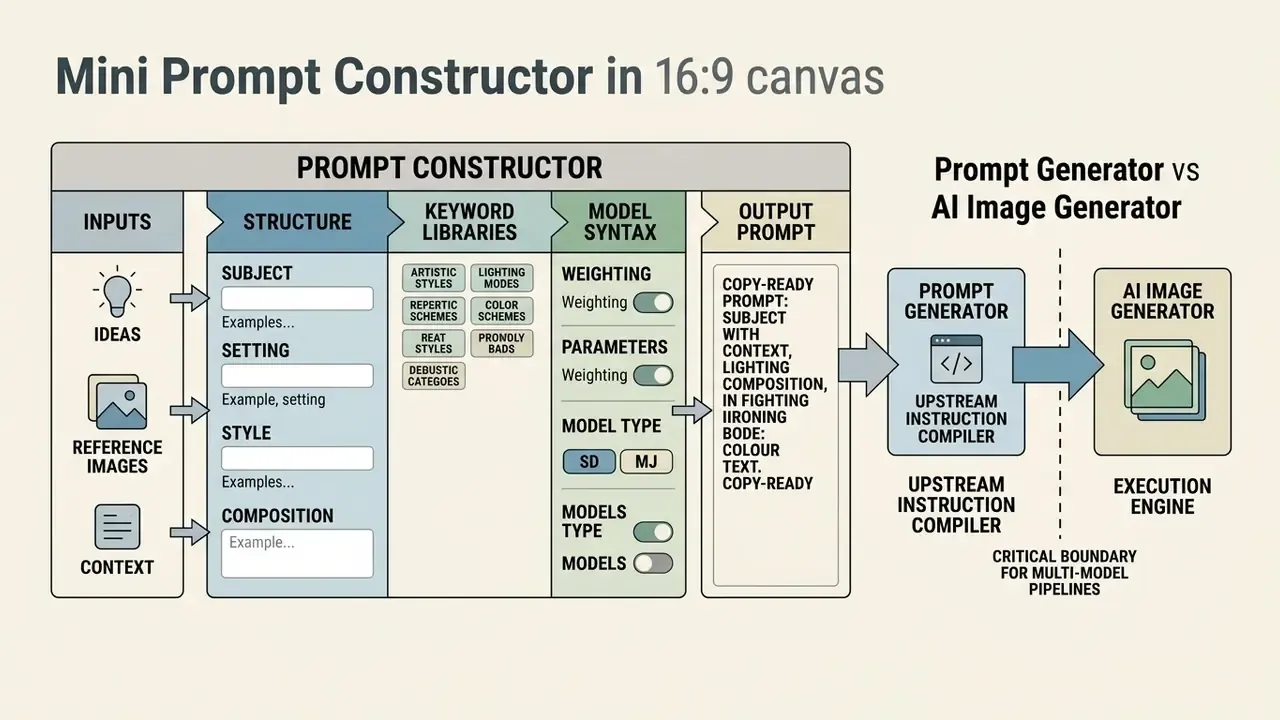 Systematic workflow showing inputs and structural components feeding into a compiler and execution engine