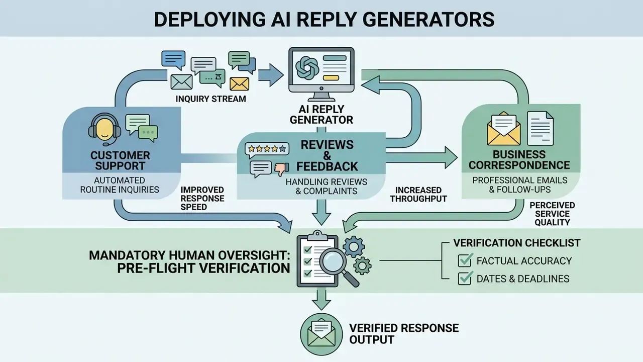 Workflow diagram showing automated message processing leading to a mandatory human verification step