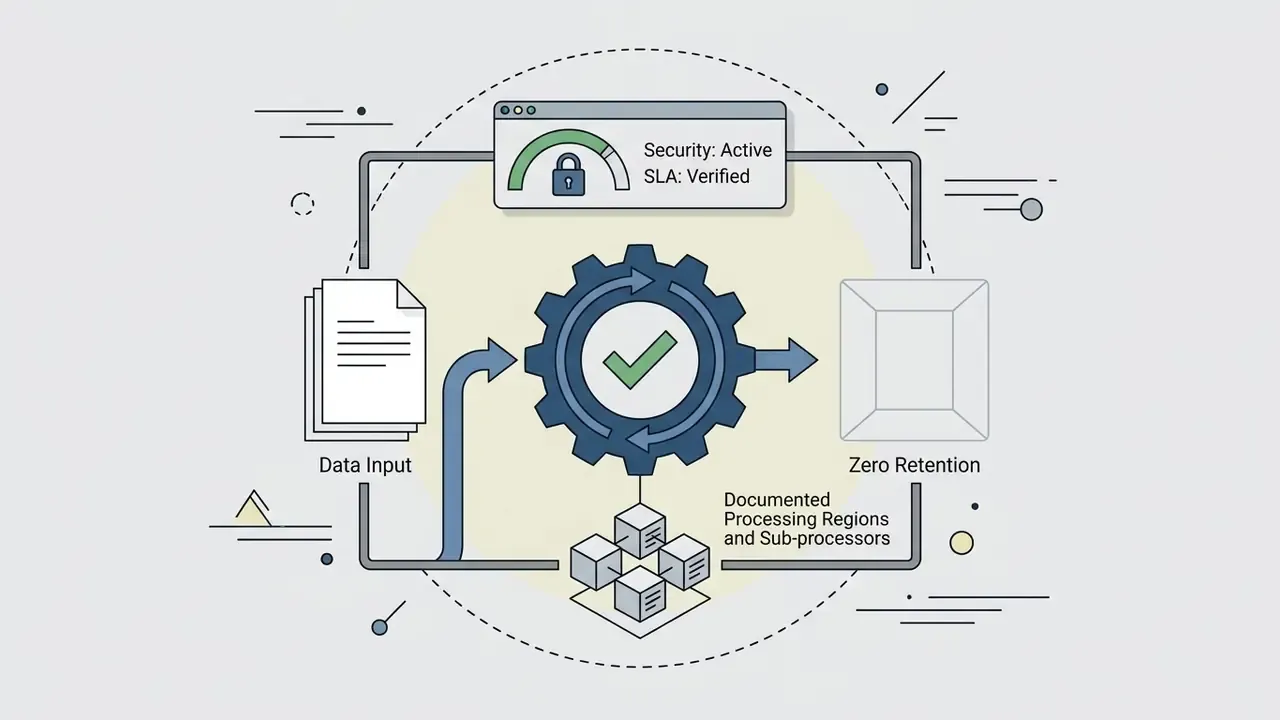 Data input flowing through a gear mechanism to reach zero retention and documented processing regions