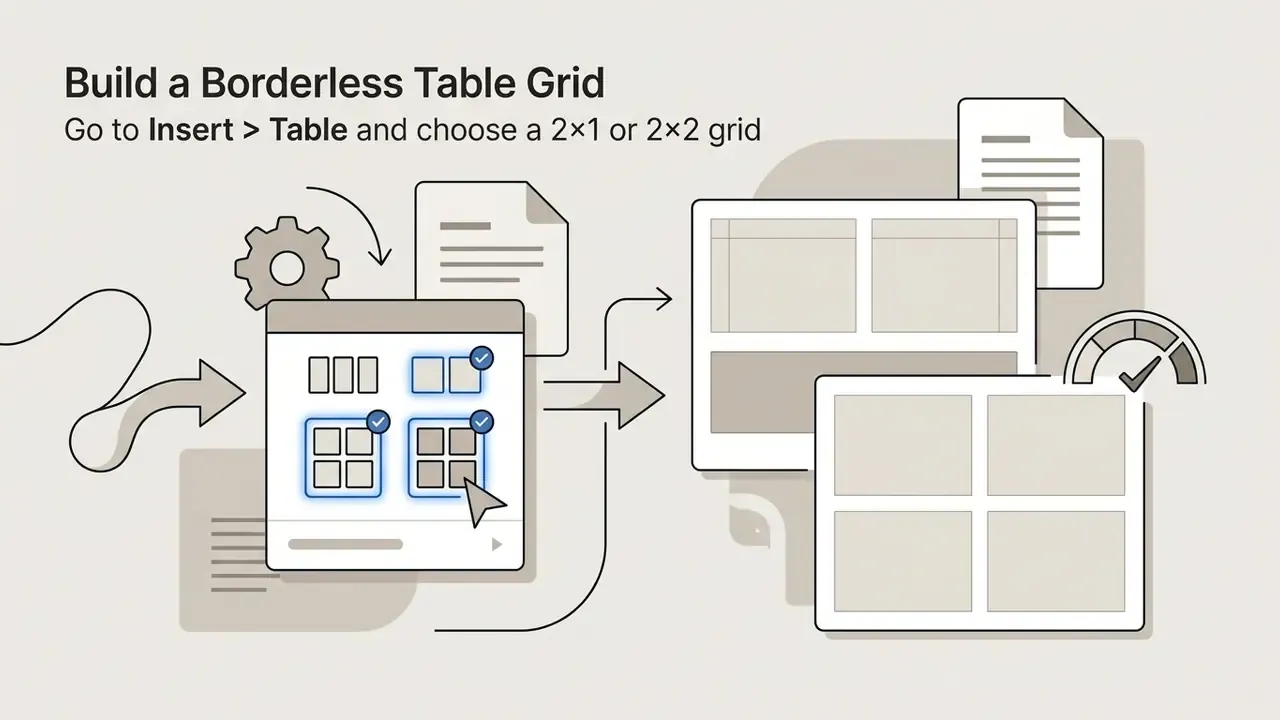 Menu interface showing the selection of a table grid to organize content in Google Slides