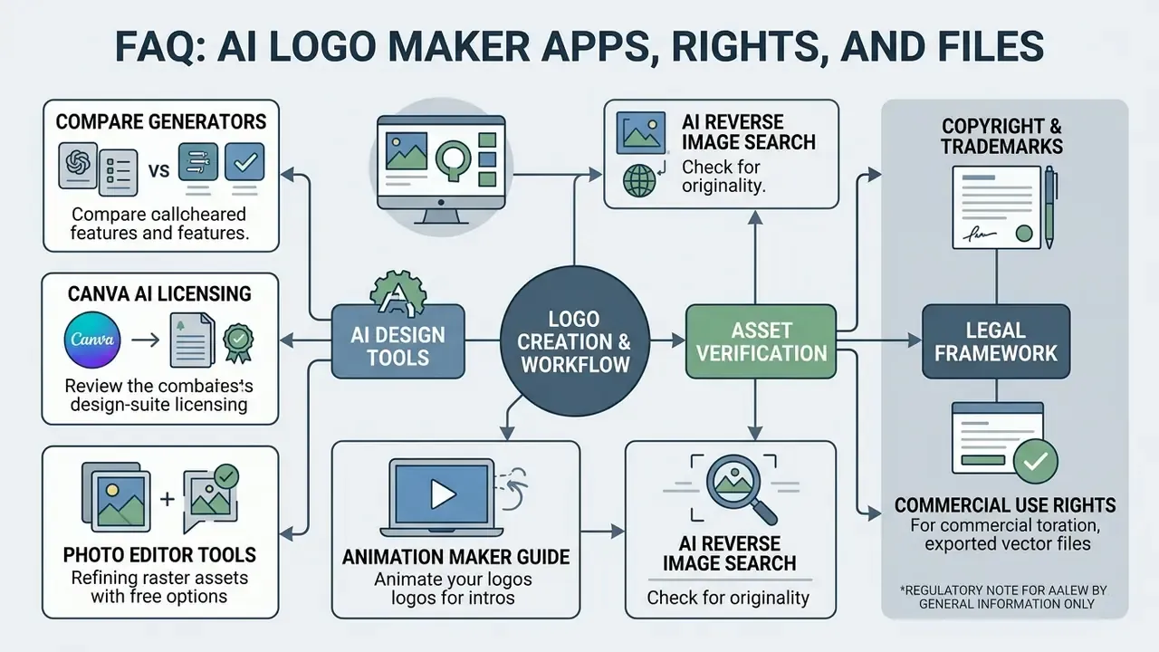Diagram mapping the connections between design tools, asset verification, and legal frameworks for branding