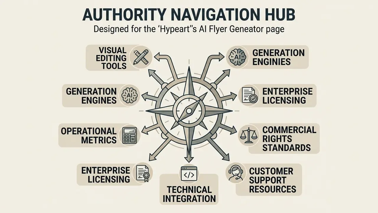 Compass graphic surrounded by labels for technical, operational, and licensing resource categories