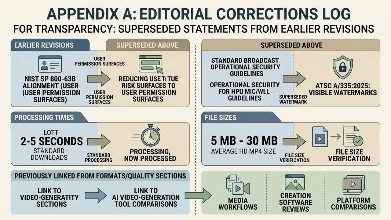 Table of superseded technical statements regarding security guidelines, processing times, and file sizes