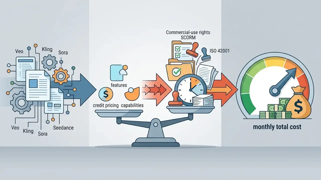 Balance scale weighing platform features against compliance time to determine the total monthly cost