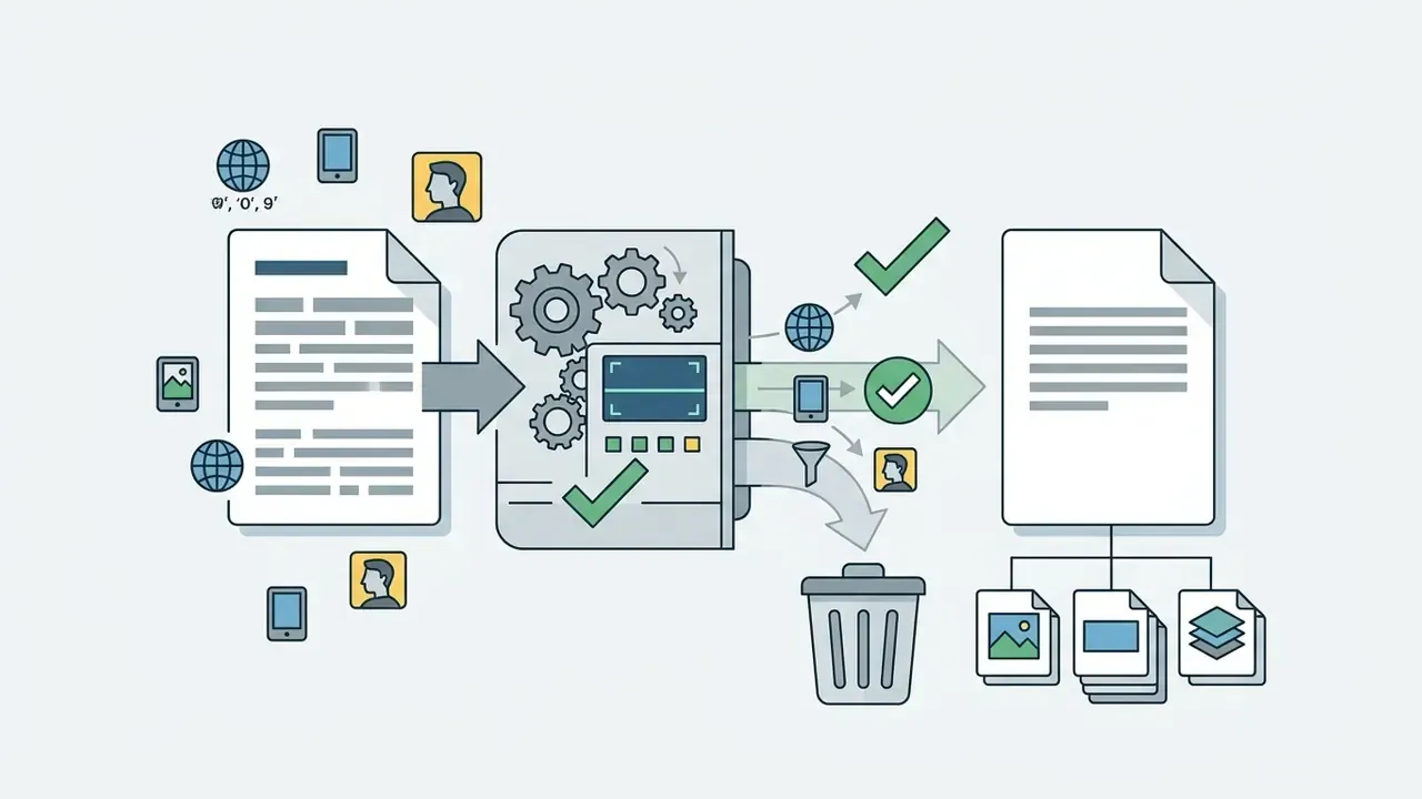 Process of stripping metadata from files by passing them through a filter to remove sensitive data