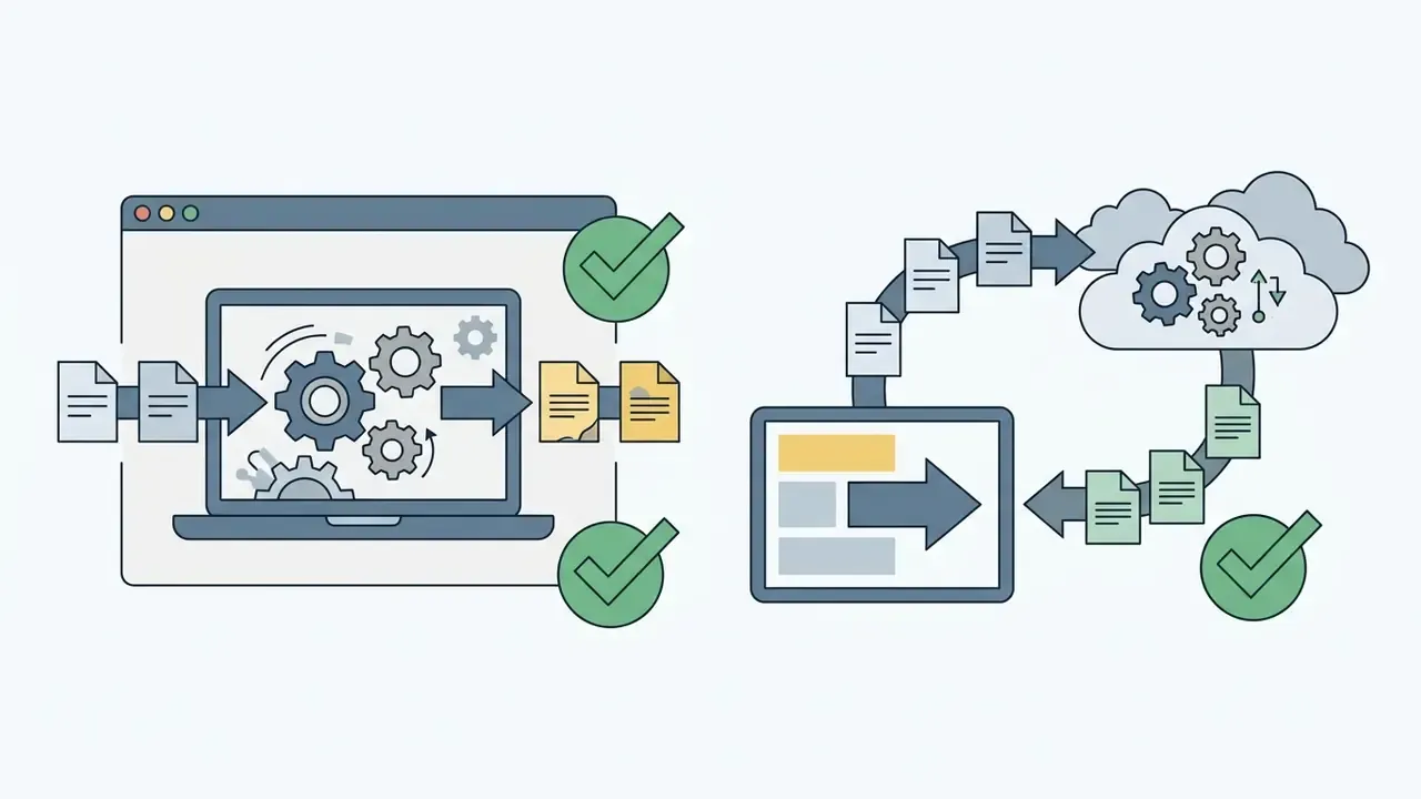 Comparison of local browser processing versus cloud-based file transmission for data security