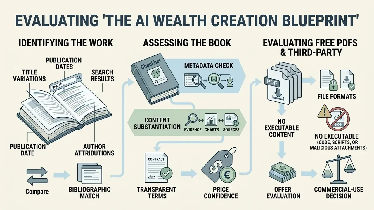 Diagram detailing steps to evaluate The AI Wealth Creation Blueprint through metadata and file checks