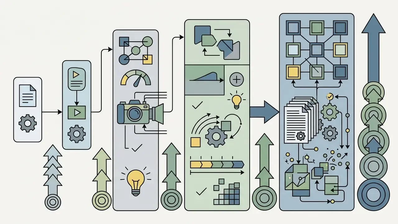 Sequence of steps showing how Pika Labs AI video generator features increase in complexity and resource use