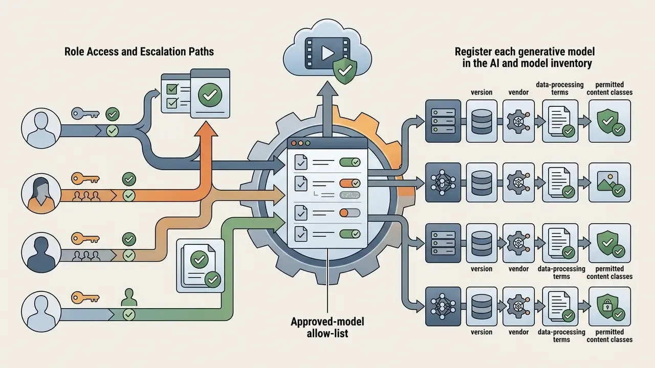 User roles and access keys connecting to a central gear that manages an approved model allow-list