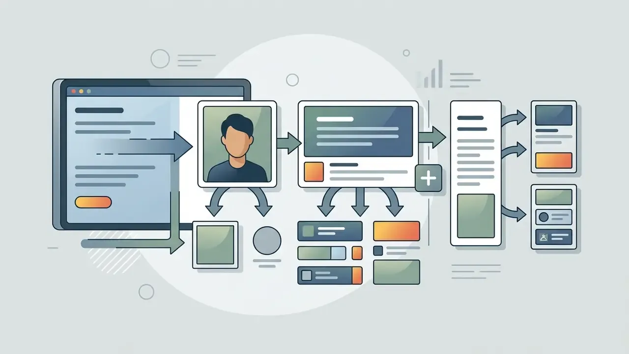 Workflow showing a portrait being processed through digital interfaces into various output formats