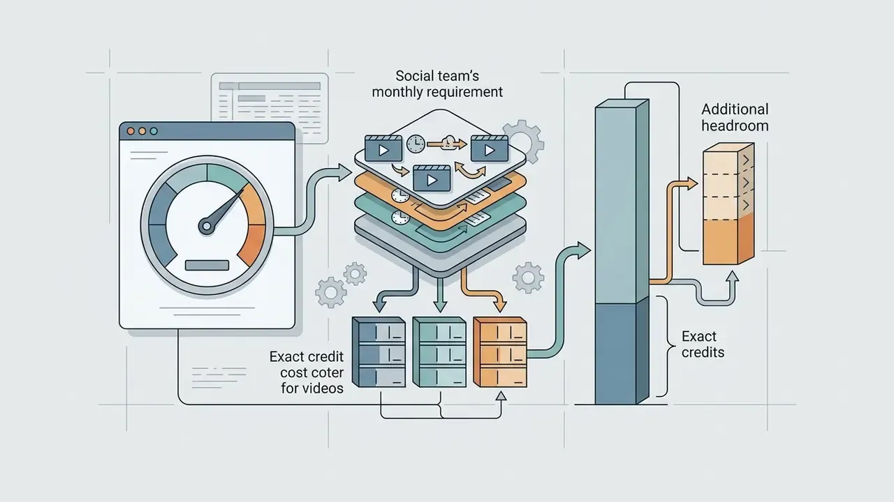 Diagram showing Luma Dream Machine credit allocation for monthly video production and remaining capacity