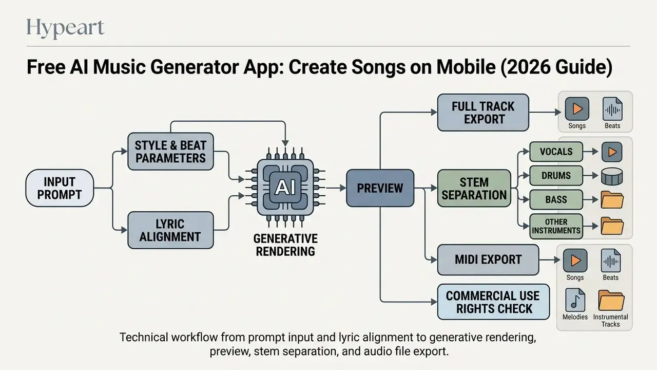 free ai music generator app creation process workflow