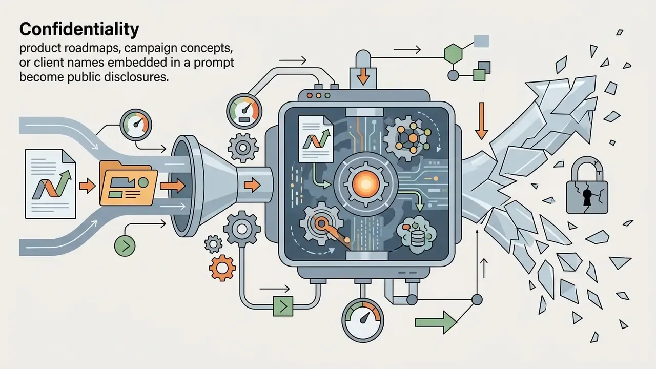 Schematic showing data entering a processor and emerging as shattered fragments near a broken padlock