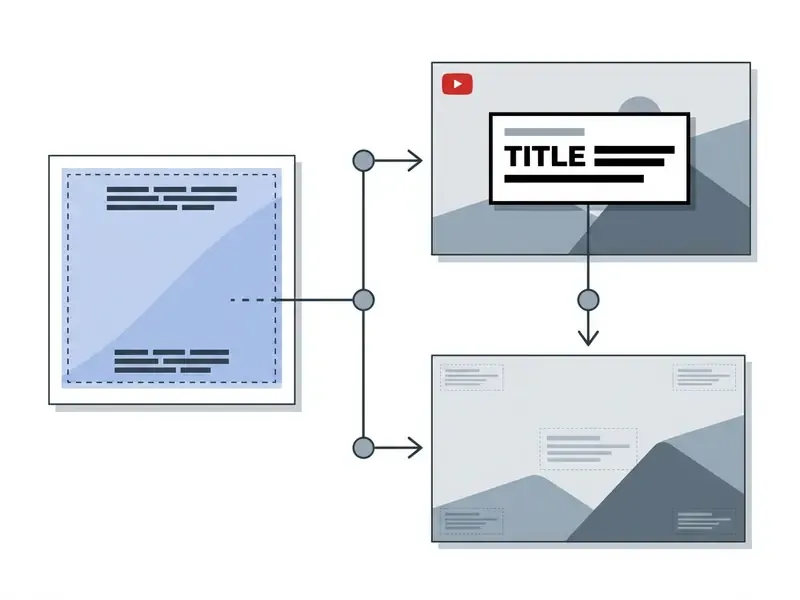 Diagram showing text layout strategies for social media posts, video covers, and corner watermarks