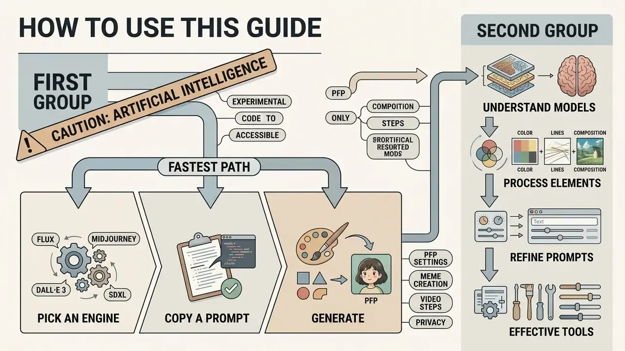 Flowchart comparing paths for beginners and advanced users to generate Ghibli style artwork with AI