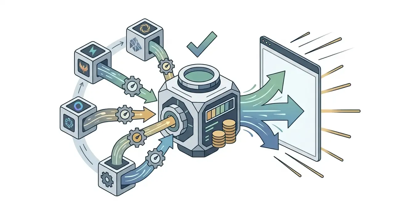 Multiple model cubes feeding into a central processor that outputs generated art to a tablet screen