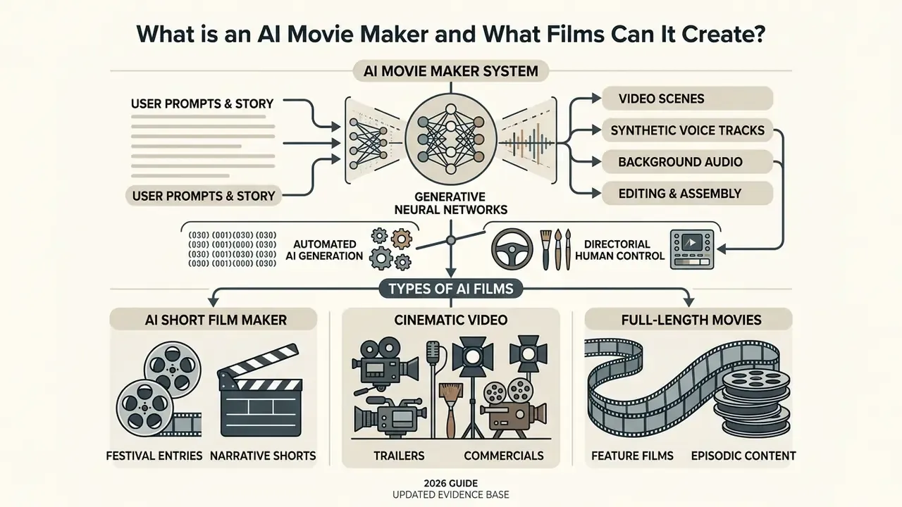 Diagram showing how generative neural networks process user prompts into video and audio content