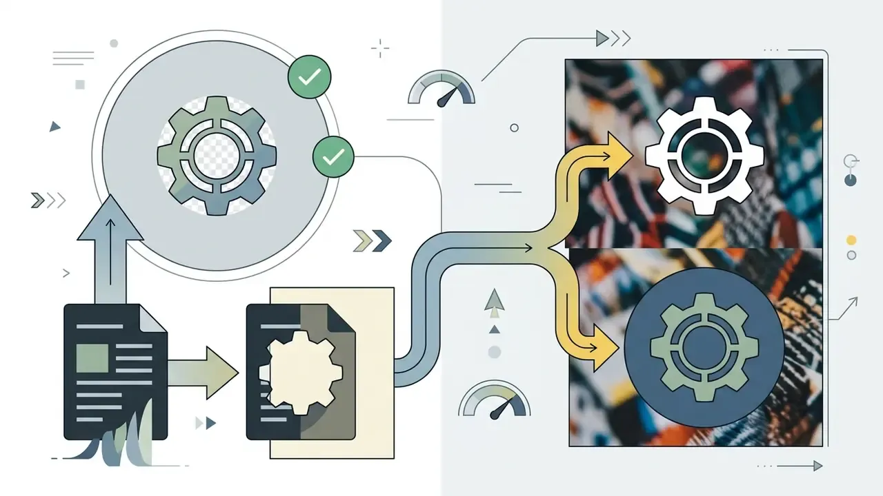 Gear icon processed into two variations for placement on a photographic background