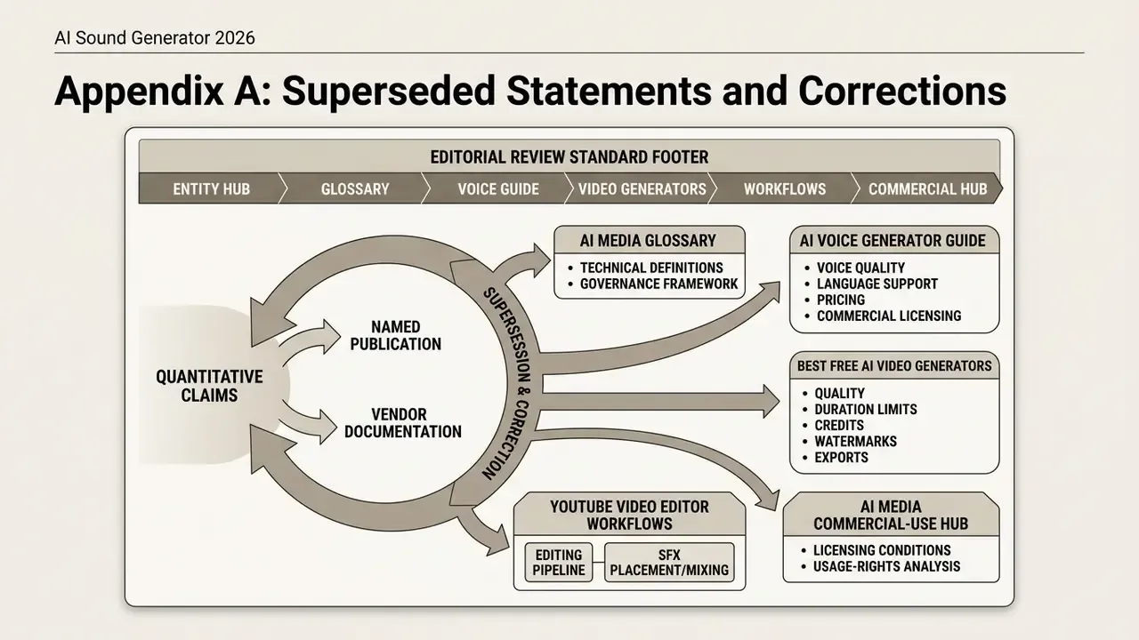 System of arrows linking quantitative claims and editorial review standards to specific media guide topics