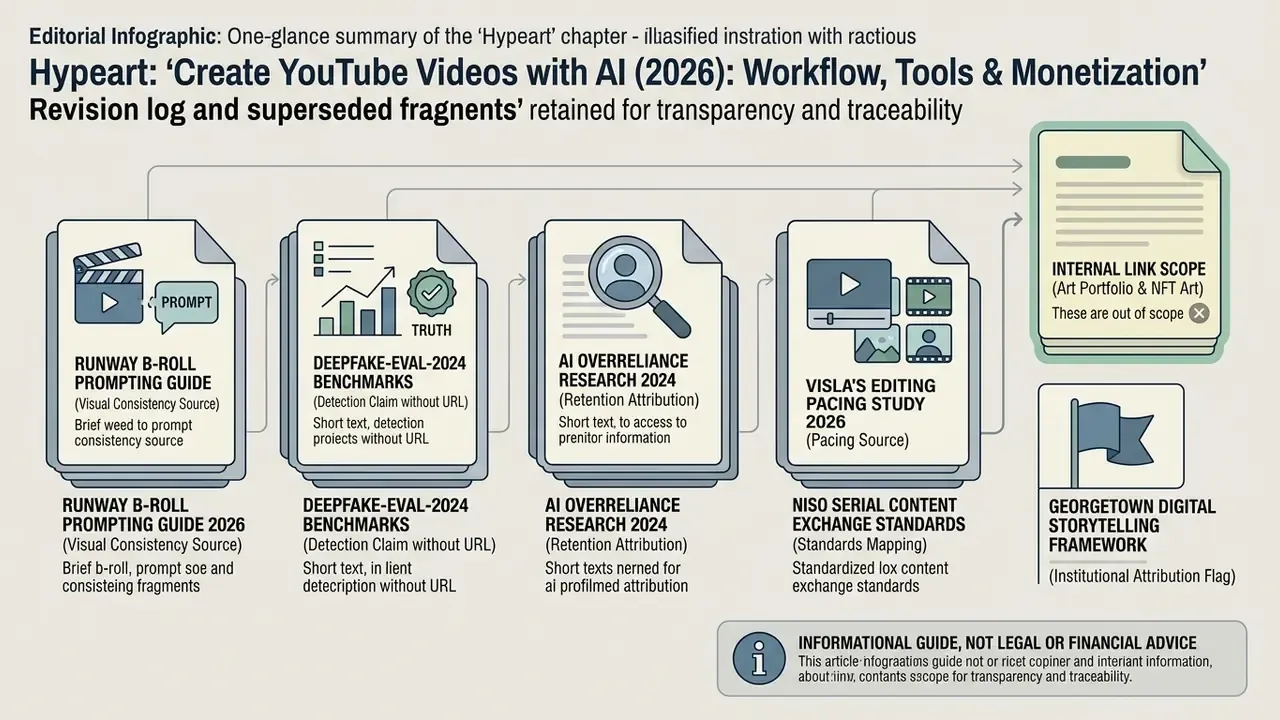 Document icons representing research sources and superseded fragments for creating YouTube videos with AI