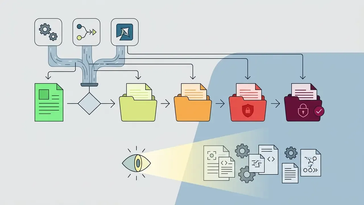 Data processing pipeline sorting documents into five security levels ranging from public to restricted