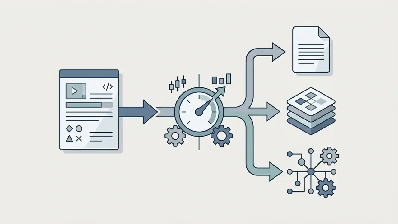 Video data entering a processing hub to be exported as documents, layered databases, and system networks