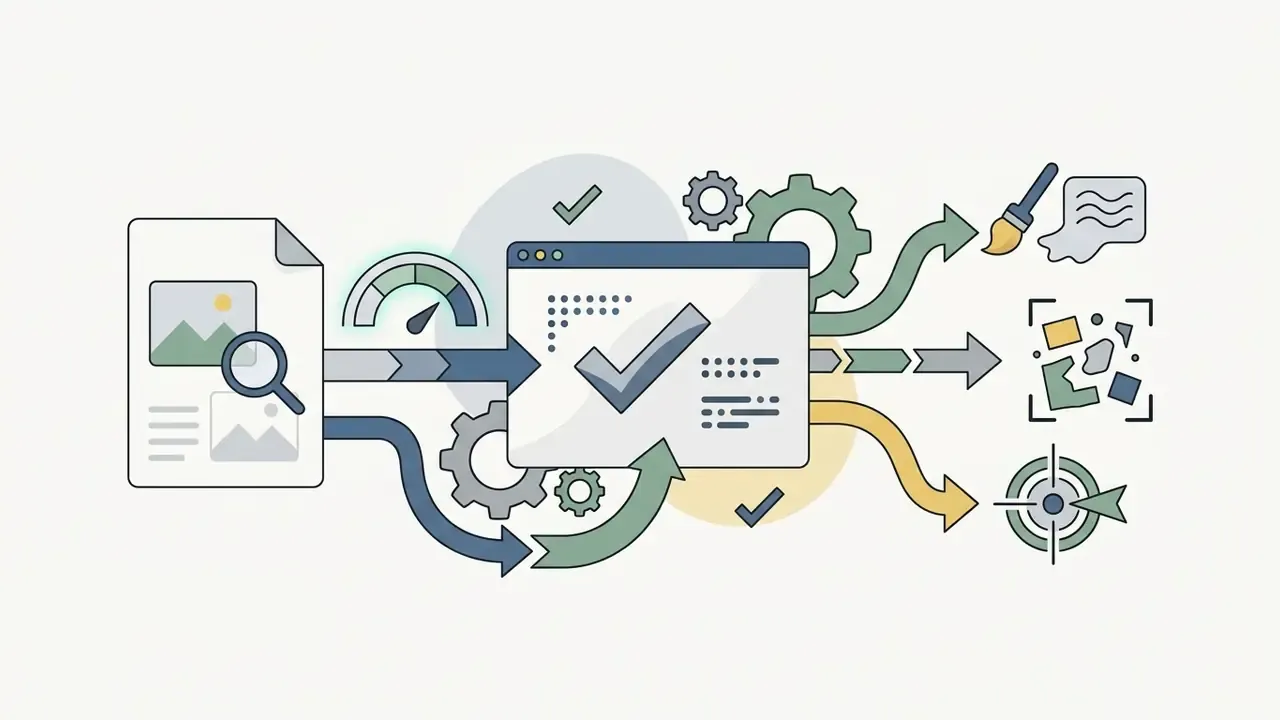 Document inspection flow leading to automated quality checks for artifacts and prompt adherence