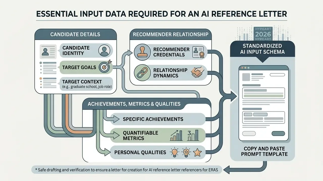 Diagram showing how candidate details and achievements feed into a standardized AI input schema template