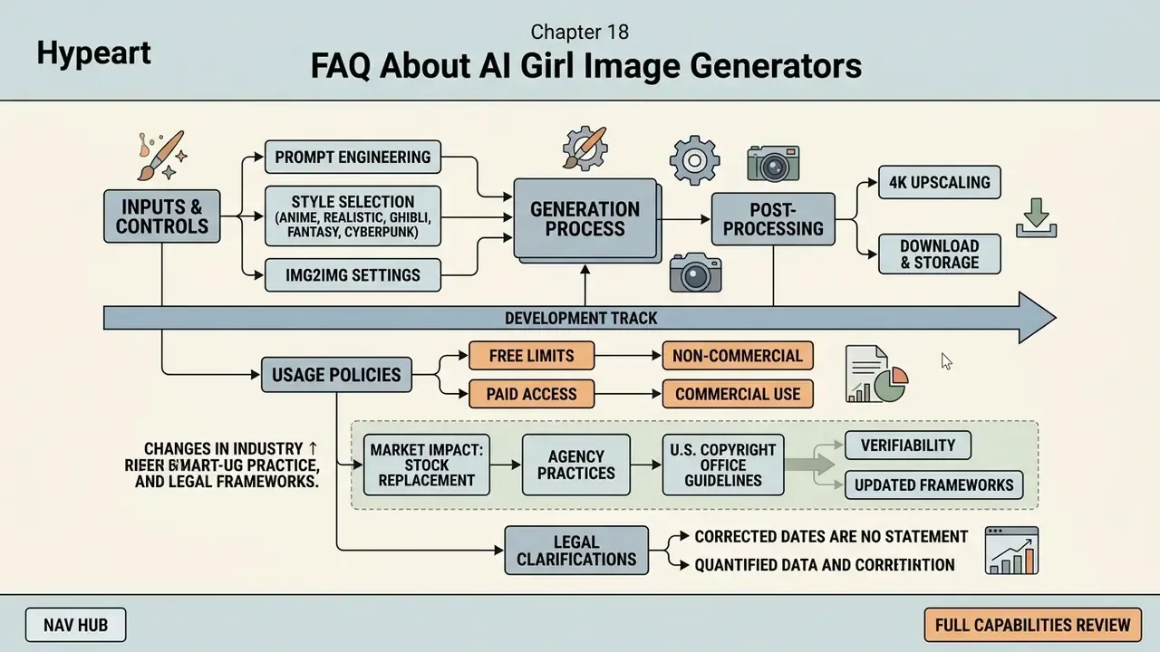 Diagram detailing generative workflows, usage policies, and legal frameworks for synthetic media production