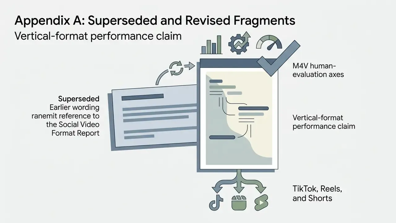 Document being updated with M4V evaluation axes to replace outdated social video performance claims