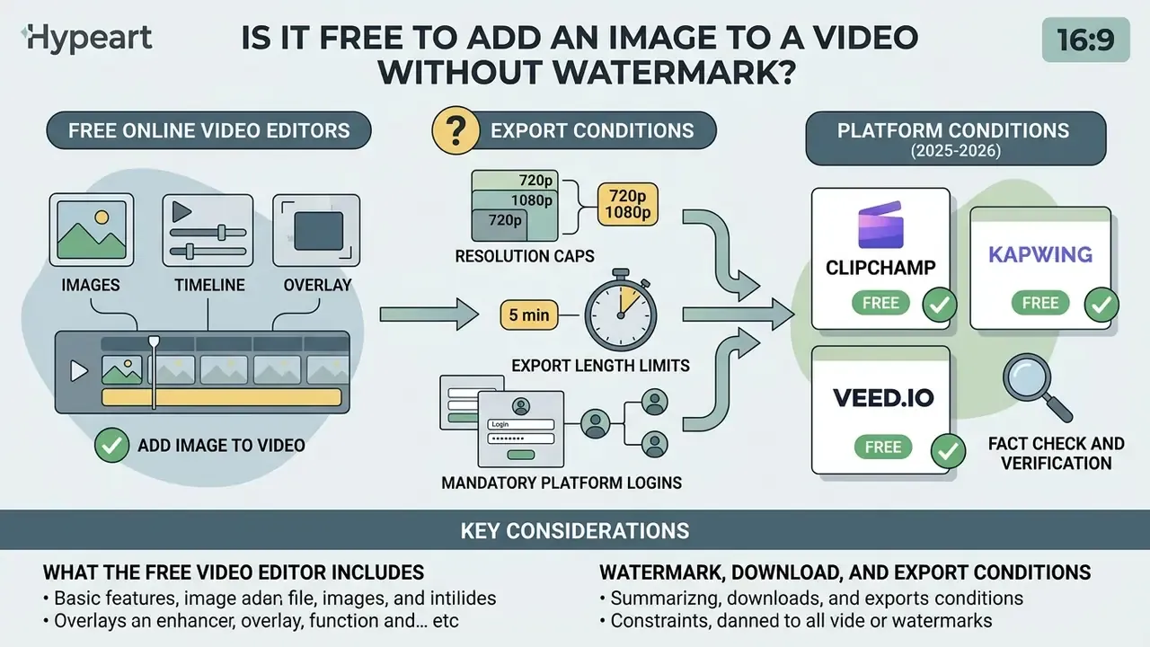 Comparison chart detailing export conditions, resolution caps, and login requirements for free video tools