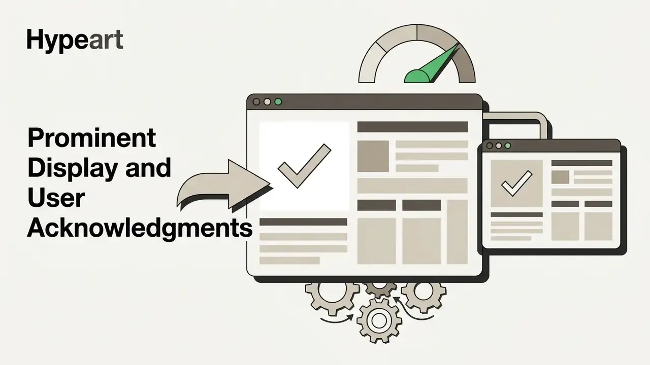 Browser windows with checkmarks linked to a gauge and gears representing digital compliance processes