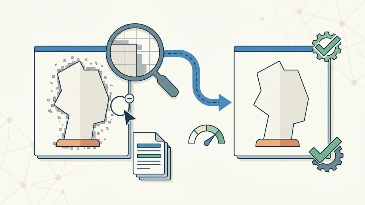 Magnifying glass tool removing stray pixels from an object outline to create a clean edge