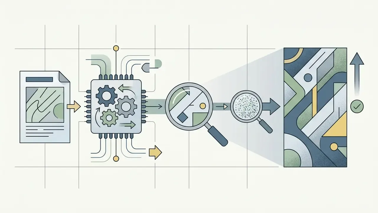 Document feeding into a processor that expands and refines geometric patterns for high quality output