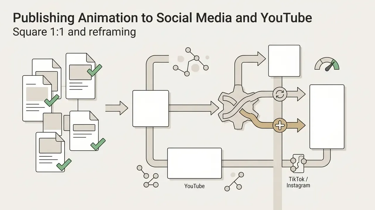 Documents feeding into a gear mechanism that reframes content into square and vertical aspect ratios
