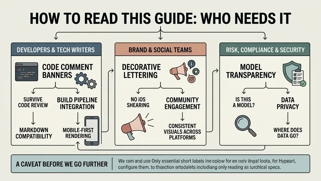 Flowchart showing how developers, brand teams, and security experts use a text art generator