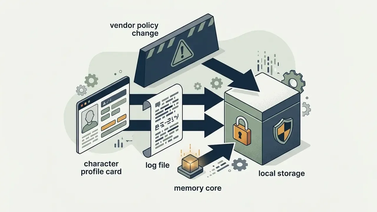 Profile card and log file data flowing into a locked storage box to protect against vendor policy changes