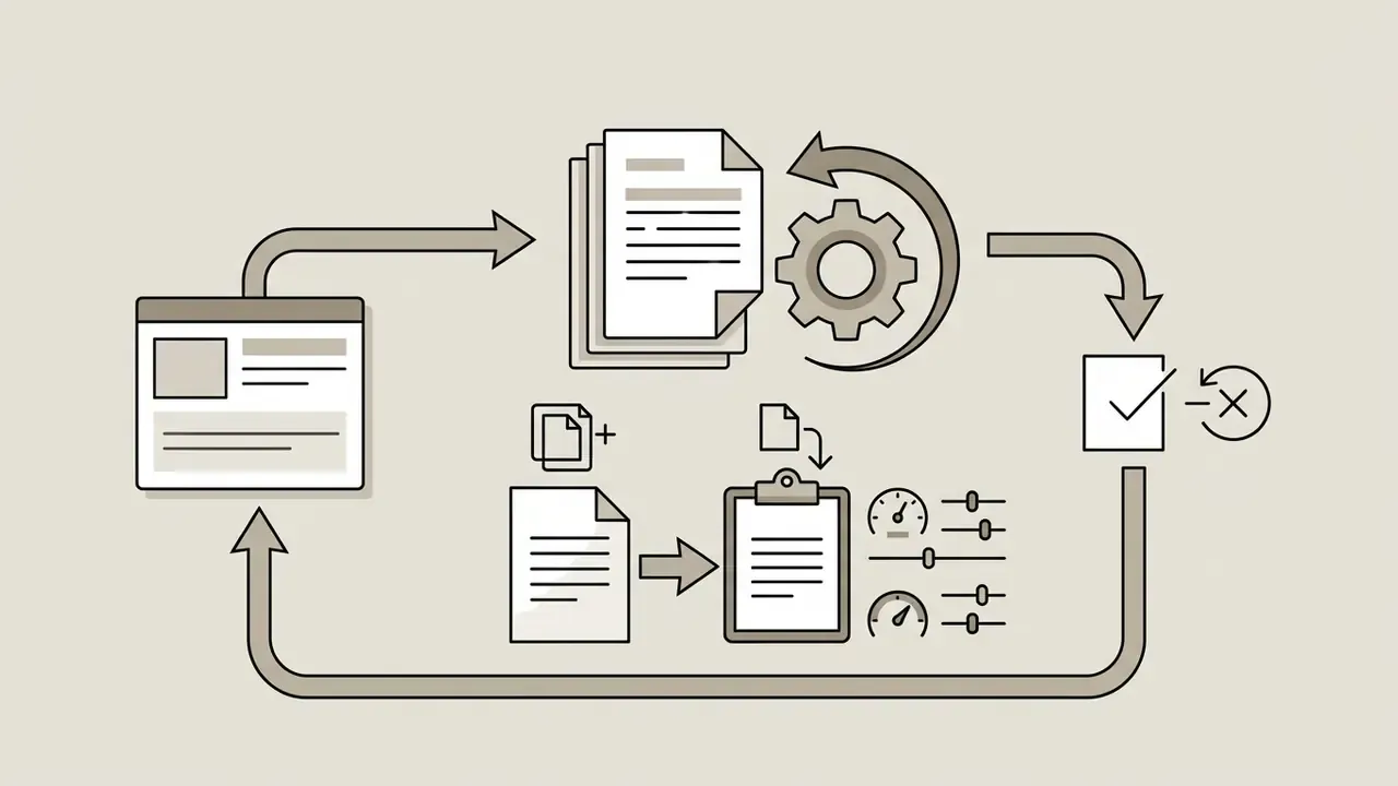 Cycle of document processing icons showing editing, copying, and reverting changes in a photo editor for Mac