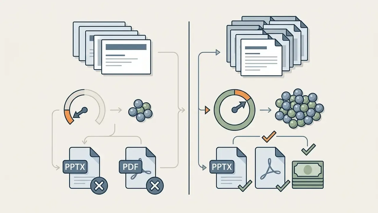 Comparison of free and paid tiers showing document processing limits and export file availability