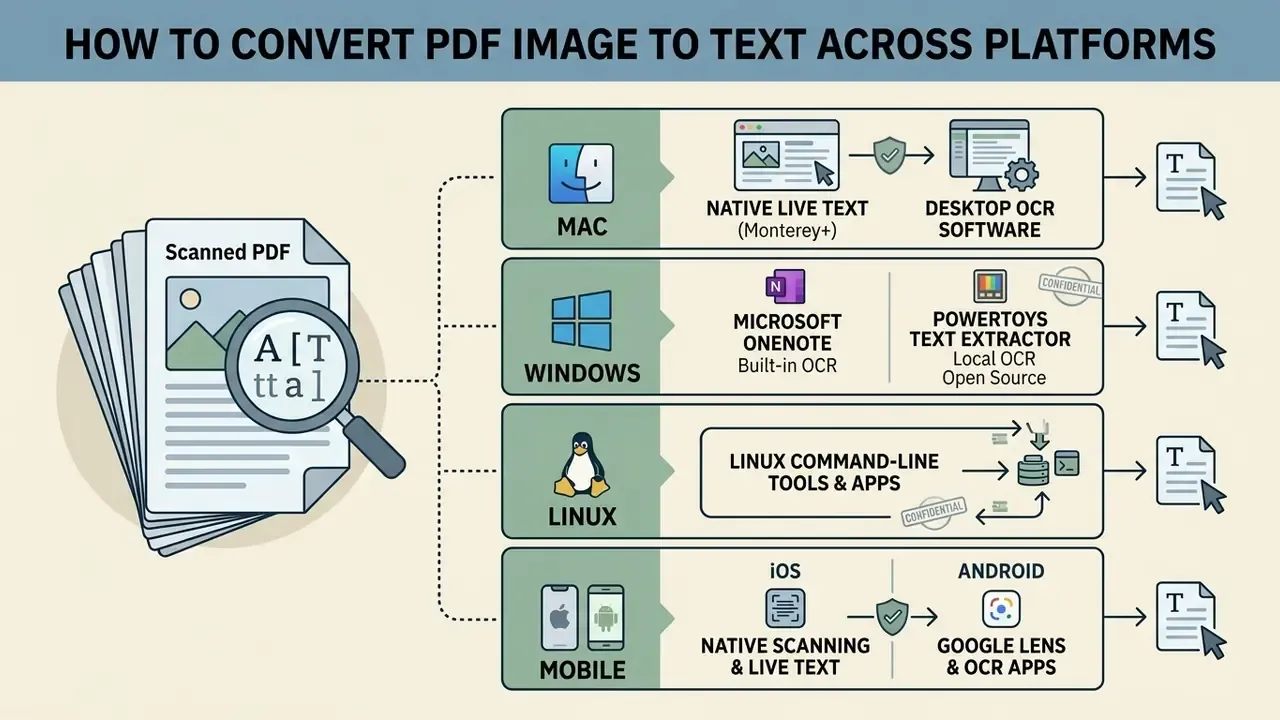Categorized list of native tools and software for extracting editable characters from scanned documents