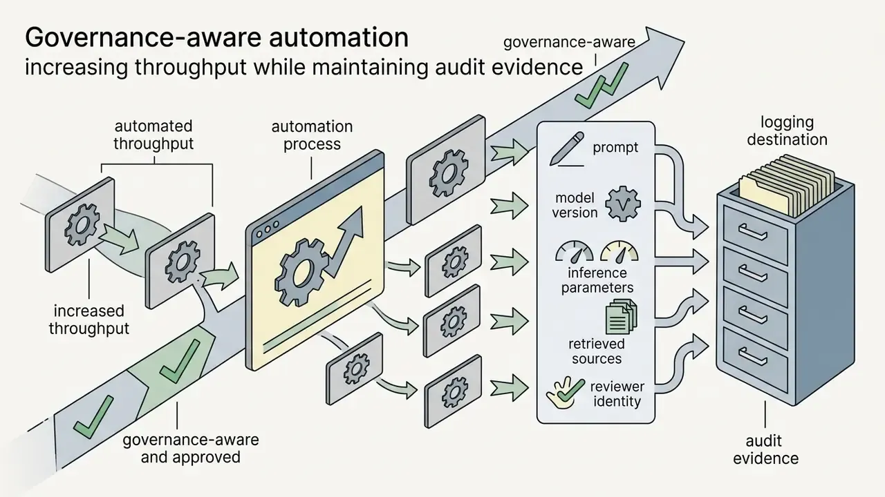 Automated workflow feeding metadata into a logging destination for audit evidence