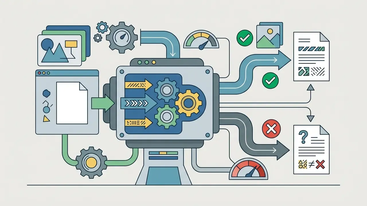 Mechanical processor sorting image inputs into approved and rejected document categories
