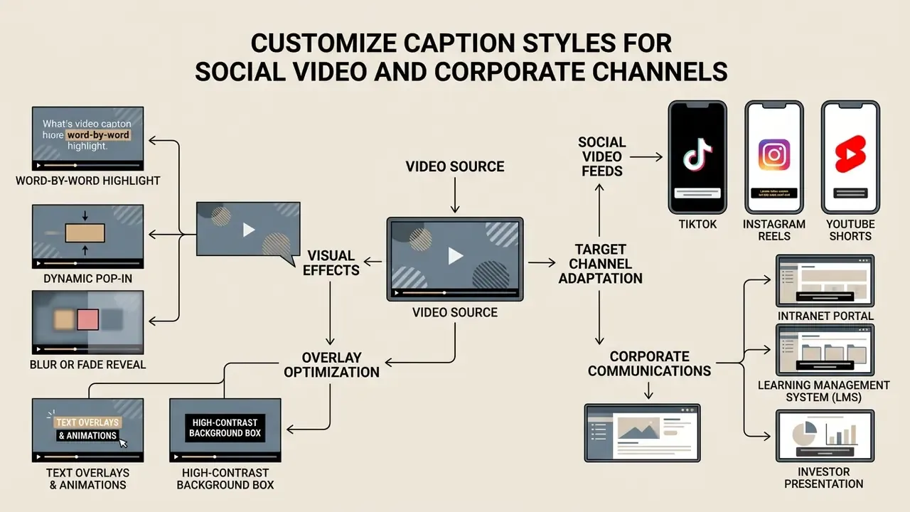 Diagram showing visual effects and overlay options for adapting video content to various platforms