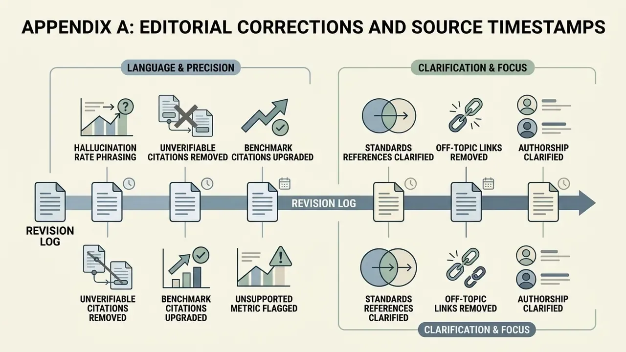Timeline showing editorial revision categories for language precision and content clarification