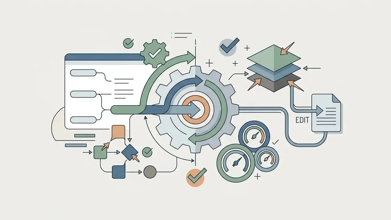 Mechanical gear system connecting design layers and editing tools for precise visual adjustments