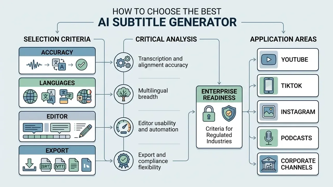 Comparison chart linking selection criteria and critical analysis to enterprise readiness and applications