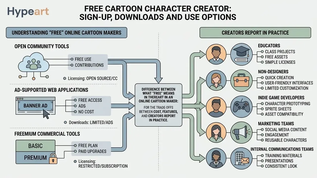 Comparison infographic linking types of online design tools to specific professional user groups