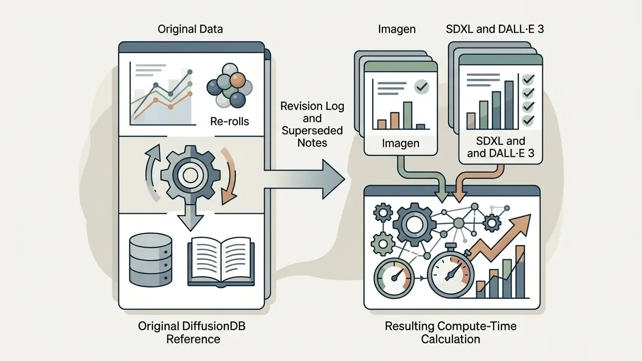Diagram showing the transition from initial re-roll data to updated model-specific compute-time calculations