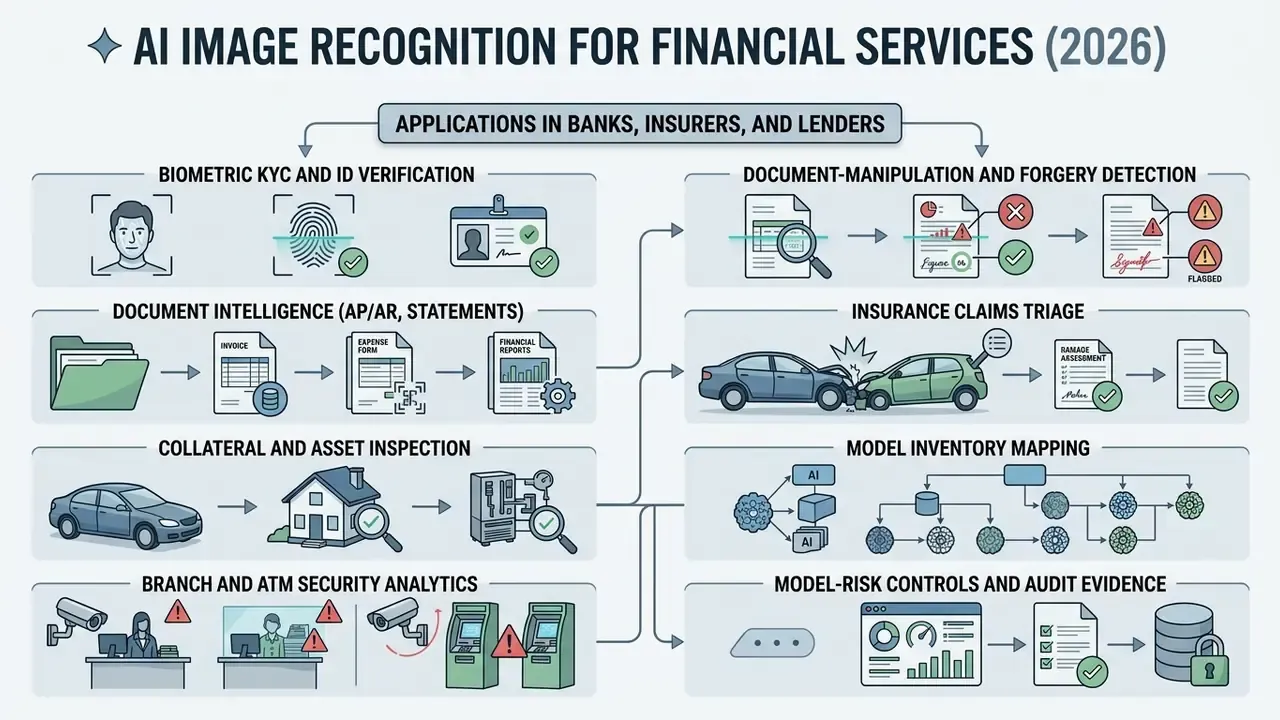 Flowchart displaying use cases like identity verification, document processing, and fraud detection